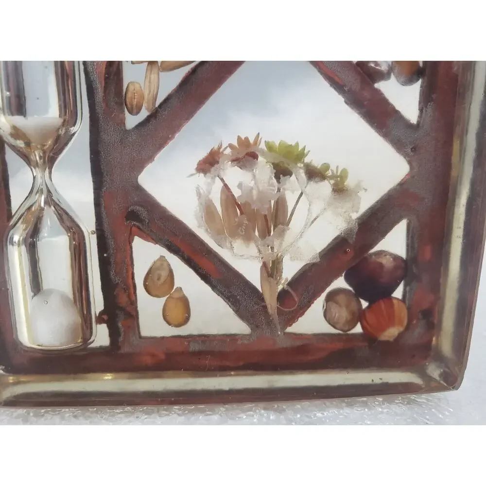 Vintage Dried Flower Sand Hourglass Egg Timer Retro Mod Kitchen mcm decor kitsch